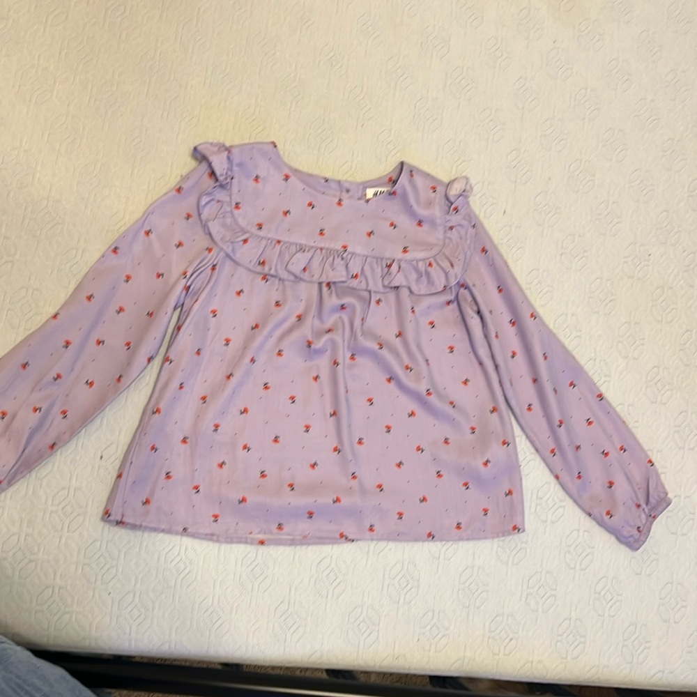 Purple floral long sleeve blouse